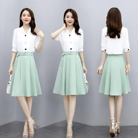 WZNH-JYSU6682矮小个子新款气质收腰显瘦短袖连衣裙