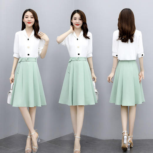 WZNH-JYSU6682矮小个子新款气质收腰显瘦短袖连衣裙 商品图0