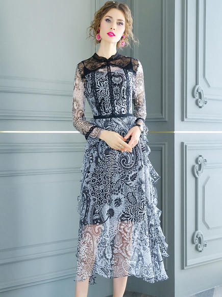 FMY29764新款印花真丝连衣裙配吊带裙 商品图0