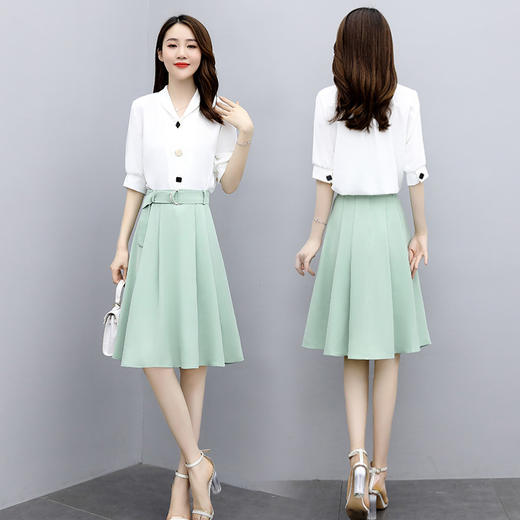 WZNH-JYSU6682矮小个子新款气质收腰显瘦短袖连衣裙 商品图2