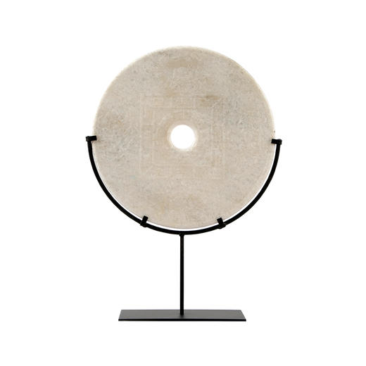 白色雕刻玉片加托Disk with stand WBH19100043 商品图1