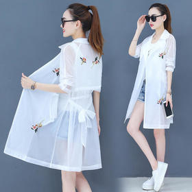 XFFS191新款潮流时尚宽松刺绣中长款防晒外套