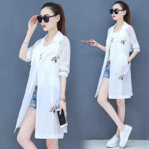 XFFS191新款潮流时尚宽松刺绣中长款防晒外套 商品图3