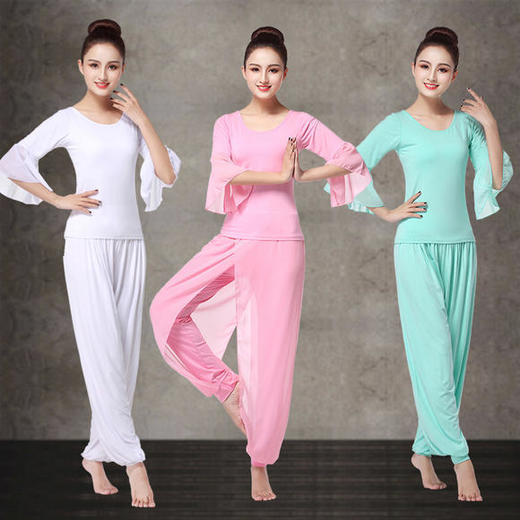 新款瑜伽健身服雪纺修身舞蹈表演服 商品图0