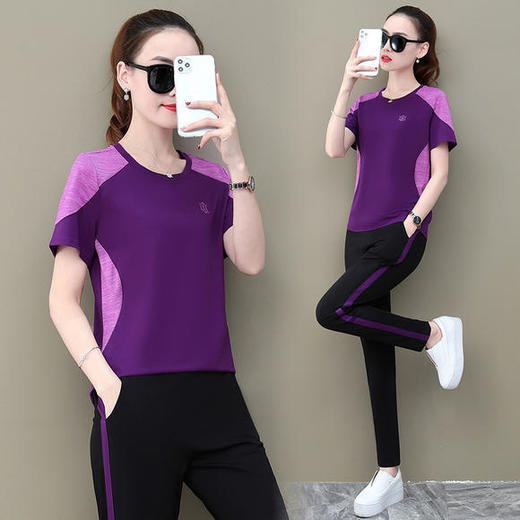 SP-1736A2081休闲时尚显瘦两件套运动套装 商品图0