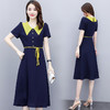 WZNH-WX80399新款OL气质女装雪纺短袖翻领A字连衣裙 商品缩略图2