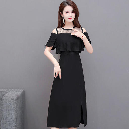 YWE-KED936636女人味气质高贵露肩女中长款连衣裙 商品图2
