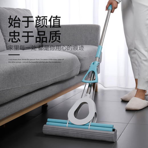 【双排轮挤水拖】美丽雅免手洗家用胶绵拖把大中小型号 商品图3