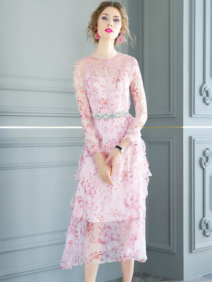 FMY29764新款印花真丝连衣裙配吊带裙 商品图1