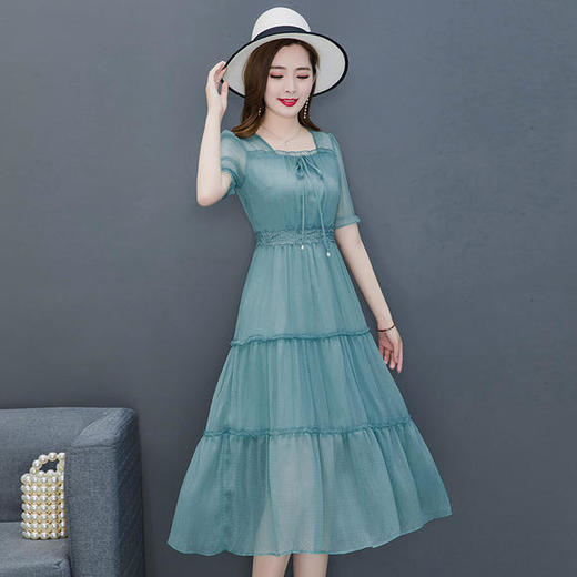 QYM-OS-20A50-1新款时尚洋气修身过膝短袖连衣裙 商品图1