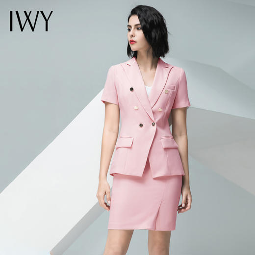 IWY/粉色短袖西装半裙套装16CS1 商品图3