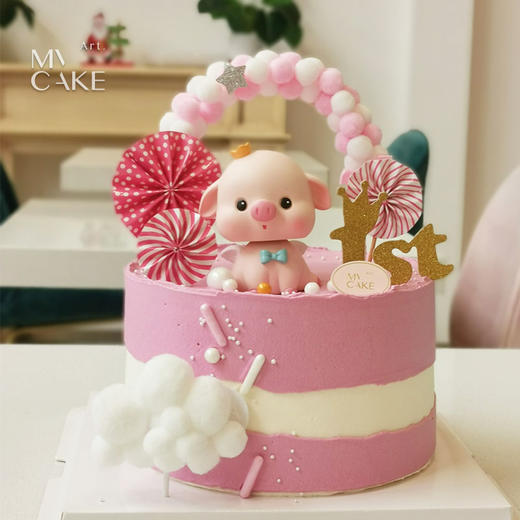 猪宝周岁蛋糕水果奶油蛋糕玩偶装饰装饰