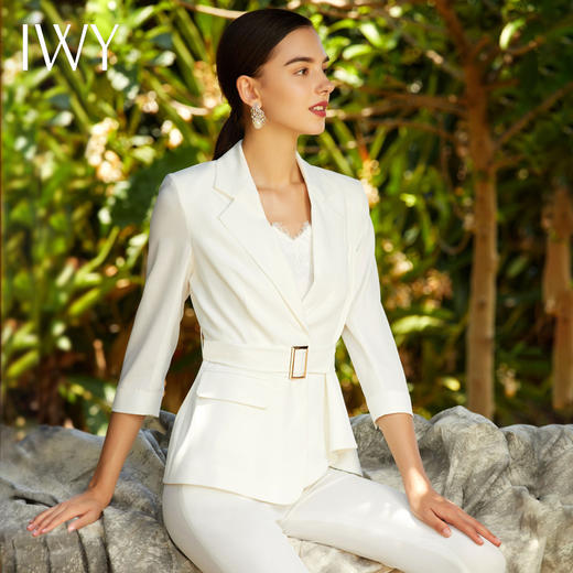IWY/【薄款】七分袖白色西装长裤套装C304X+P305X 商品图5