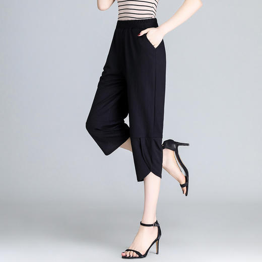 MQ-1591-4夏季大码薄款松紧腰七分休闲宽松鱼嘴裤YY 商品图1