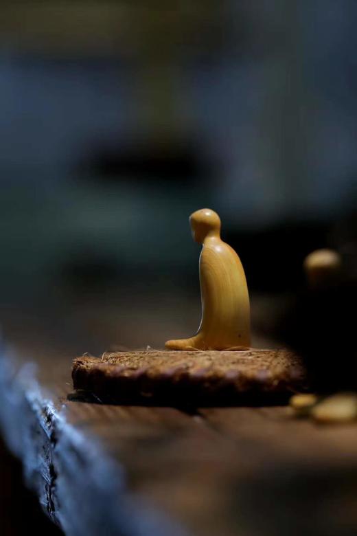 周年庆黄杨木禅意无相佛小把件133