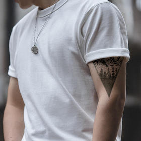 工装优选 美式复古重磅300g纯色正肩t恤纯棉打底半袖短袖男士夏季