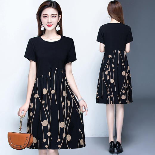 MQ-1305-204夏新款中长款显瘦遮肚圆点印花过膝时尚连衣裙YY 商品图1