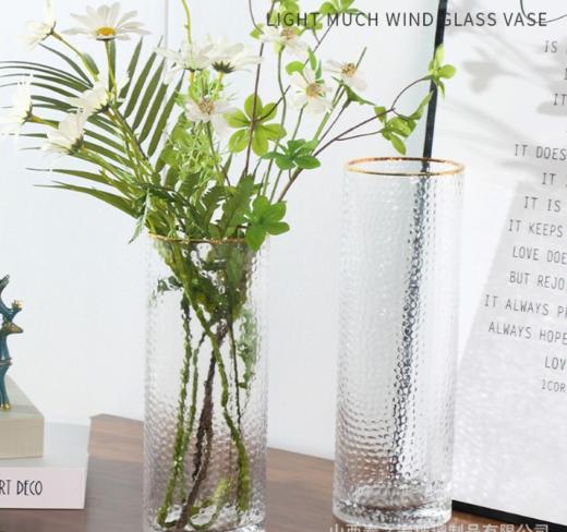 简约创意-轻奢描金锤纹花瓶--直筒 商品图0