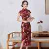 DFSY-QC1697831新款优雅气质修身显瘦真丝印花手工盘扣长款旗袍 商品缩略图0