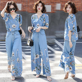 WZNH-HJY2052时尚洋气女上衣阔腿长裤两件套