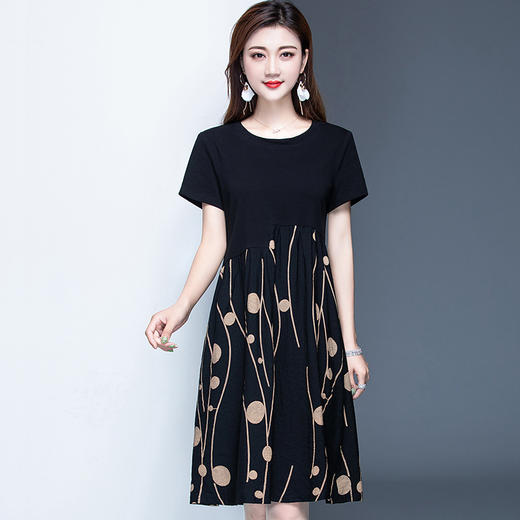 MQ-1305-204夏新款中长款显瘦遮肚圆点印花过膝时尚连衣裙YY 商品图3