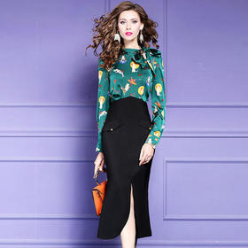 FMY-29218高腰显瘦拼接印花裙