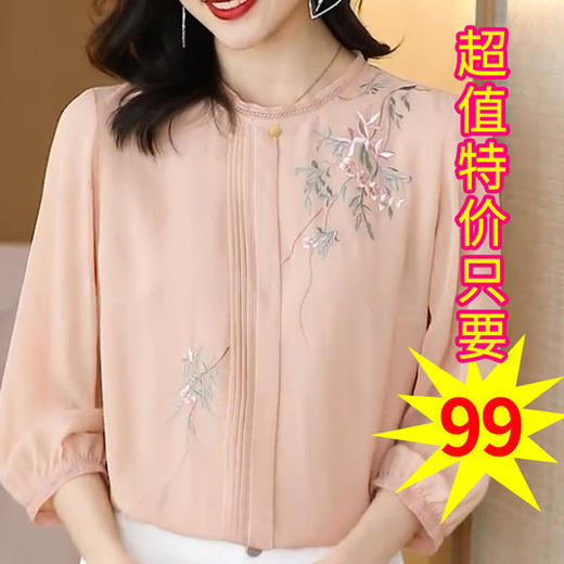 XFFS-6756复古灯笼袖时尚绣花上衣 商品图1