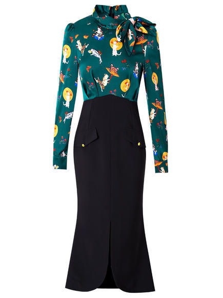 FMY-29218高腰显瘦拼接印花裙 商品图2