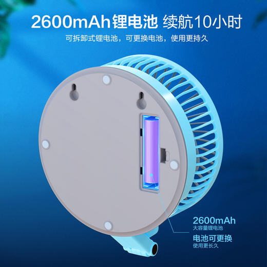 【7寸挂壁台式风扇+台灯】新款折叠风扇usb充电伸缩台灯风扇七寸静音大风扇 商品图3