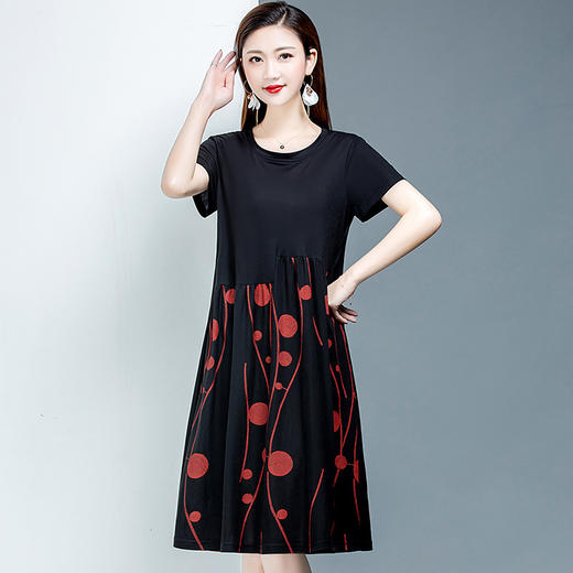 MQ-1305-204夏新款中长款显瘦遮肚圆点印花过膝时尚连衣裙YY 商品图2