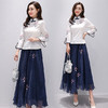 CQ20307时尚中国风文艺 复古绣花上衣+大摆裙 两件套 商品缩略图4