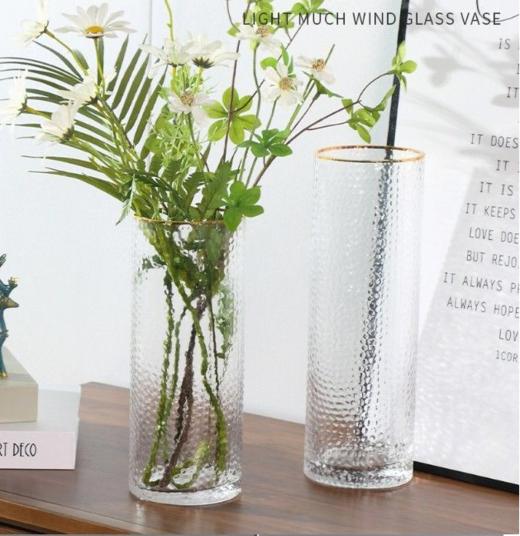 简约创意-轻奢描金锤纹花瓶--直筒 商品图3