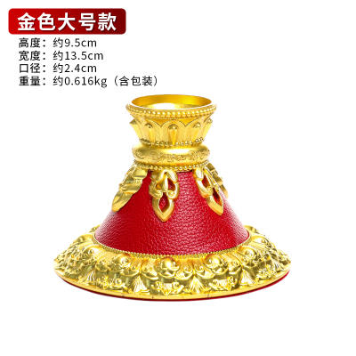 手摇转经轮底座亚青红皮合金莲花底座佛教用品密宗手摇转经筒底座大小号 商品图6