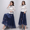 CQ20307时尚中国风文艺 复古绣花上衣+大摆裙 两件套 商品缩略图2