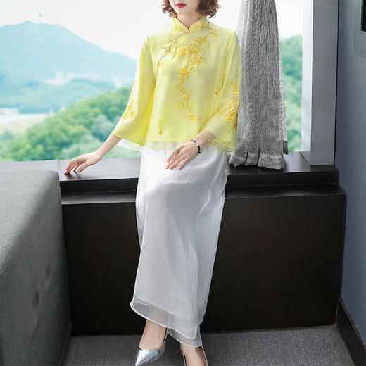 OG1070复古名族风刺绣立领盘扣X夏季新款小上衣 商品图0