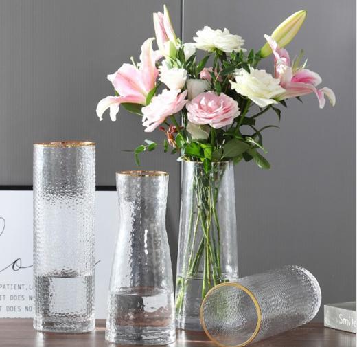 简约创意-轻奢描金锤纹花瓶--直筒 商品图1