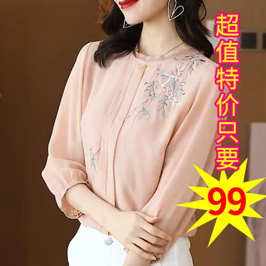 XFFS-6756复古灯笼袖时尚绣花上衣 商品图3