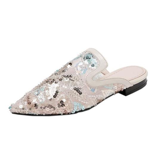 MJM330-20外穿2020夏季新款仙女网红包头亮片平底低跟凉拖鞋 商品图4