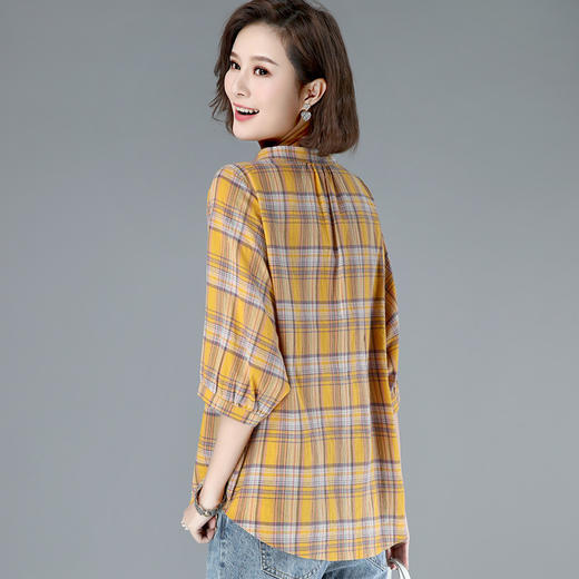 WZNH-MUZL9059大格子衬衫2020年夏季宽松百搭短款格纹半袖上衣潮 商品图2