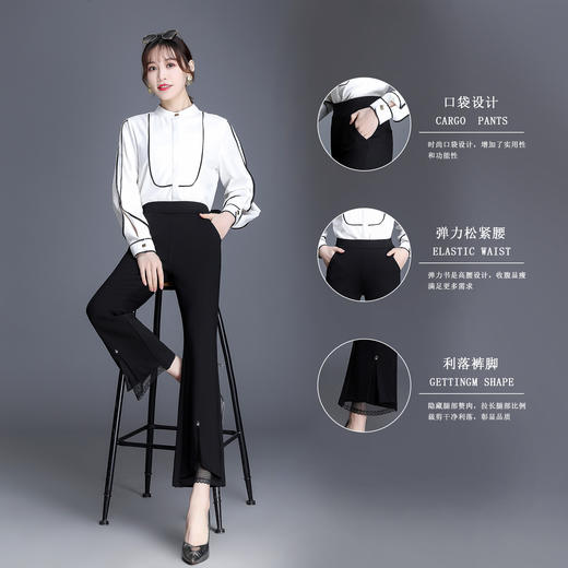 MQ-LEN201015夏新款高腰显瘦微喇叭宽松垂感西装裤子YY 商品图1