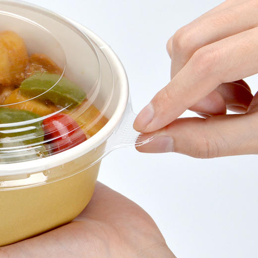 喇叭花牛皮纸圆形一次性快餐盒打包盒纸碗沙拉盒水果盒子面碗饭盒 商品图3