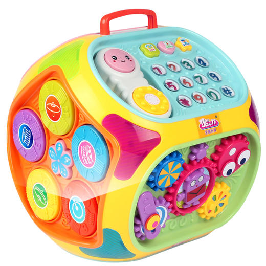 宝丽儿童玩具手拍鼓充电款婴儿益智6-12个月女孩七面体拍拍鼓1406F 商品图2