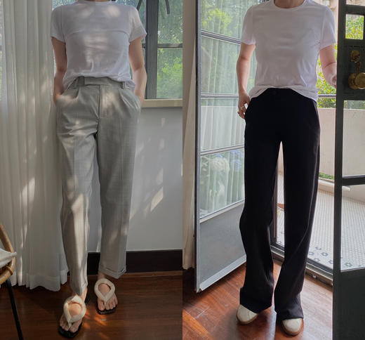 HIDEMI 基础必入 新款超薄有机棉清透收身T恤 六入色 白色/黑色/豆乳色/马卡龙蓝/马卡龙紫/深灰色 商品图6