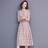 WZNH-NYMYZ812夏新款收腰气质中长款棉麻翻领碎花连衣裙 商品缩略图3