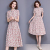 WZNH-NYMYZ812夏新款收腰气质中长款棉麻翻领碎花连衣裙 商品缩略图1