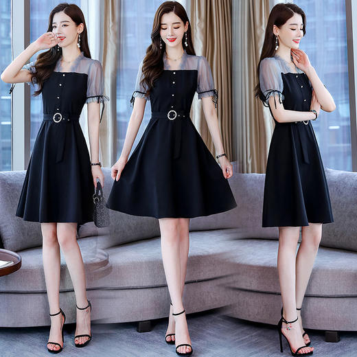 WZNH-ZYQ6060（配腰带）韩版优雅气质很仙洋气柔软简约连衣裙 商品图2