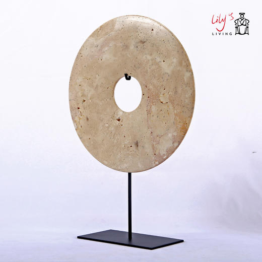 中式禅意黄色玉璧摆件工艺品Dish with stand 商品图2