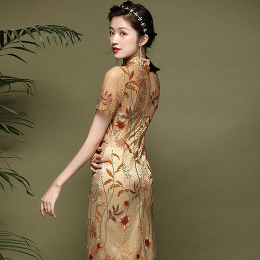 OYCP-20115新款复古气质刺绣改良旗袍裙 商品图3