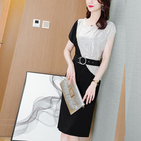 HT-1035新款时尚气质修身收腰显瘦亮片包臀连衣裙