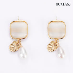 EURLAN.  A系列 珍珠猫眼石耳环